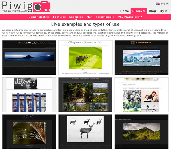 Piwigo.com live examples
