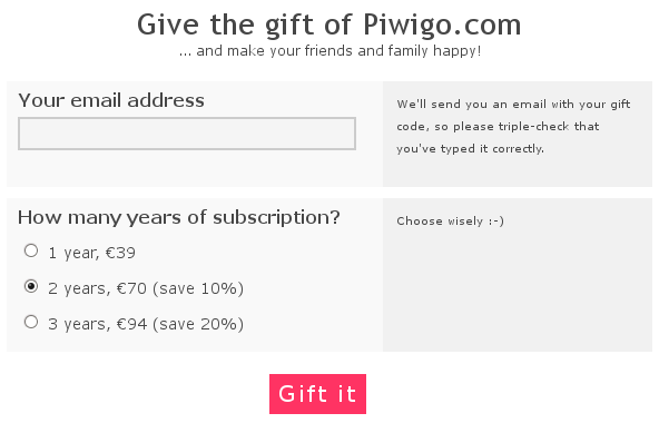 Offer a Piwigo.com account