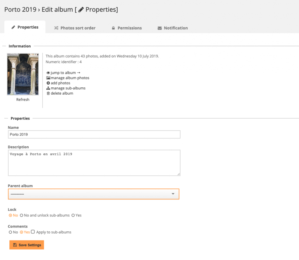 piwigo edit album 2.10