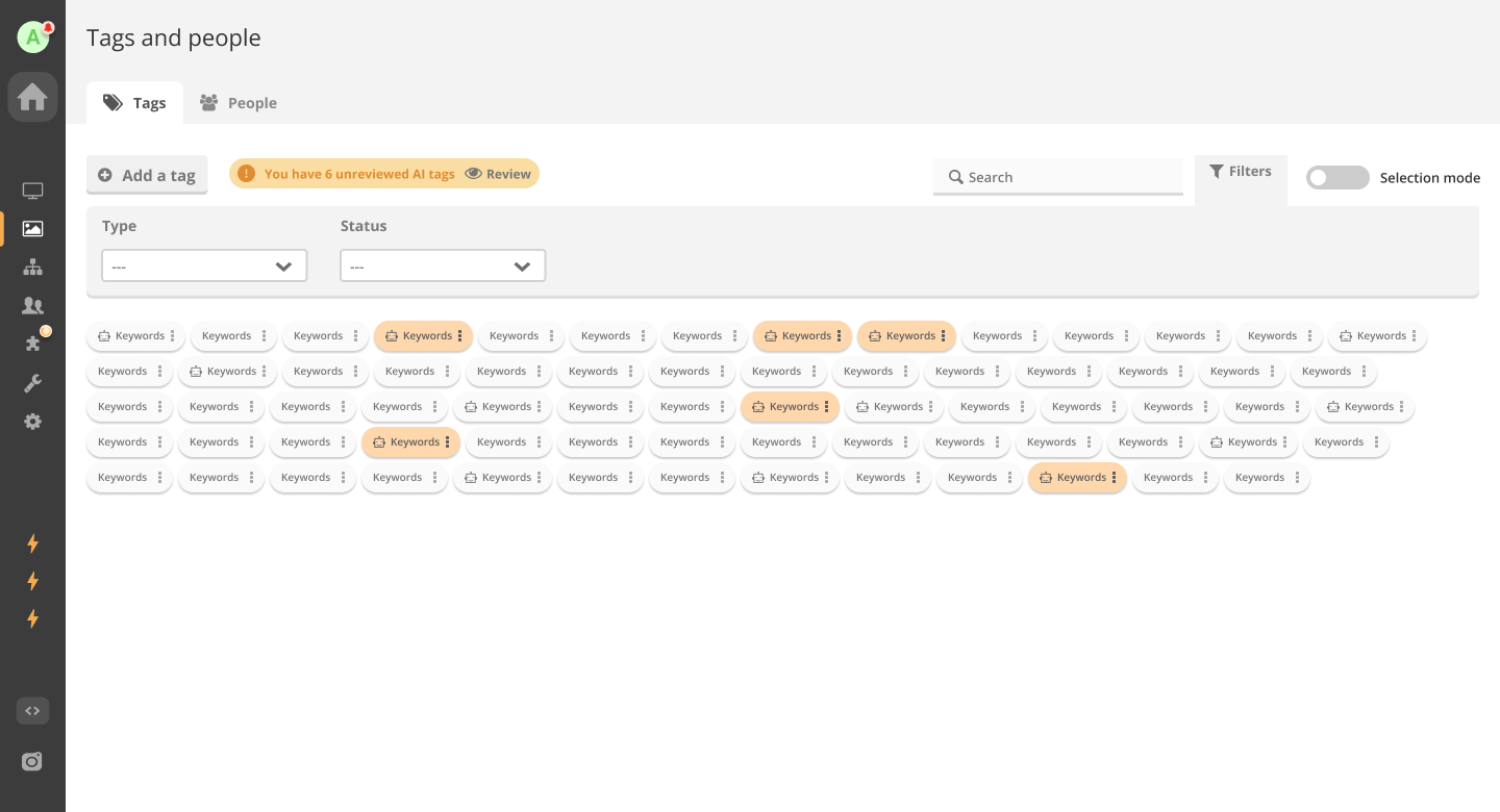 AI generated tag management