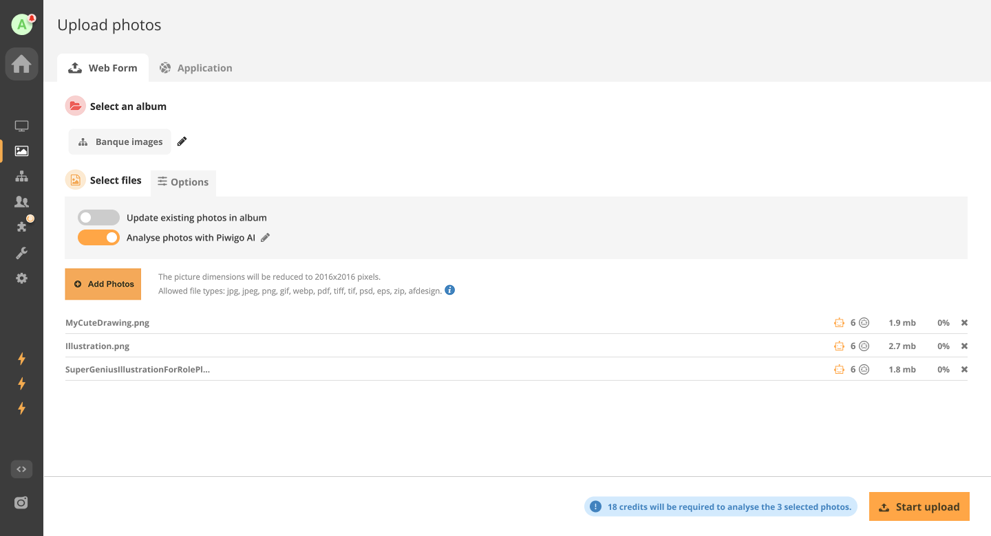 AI analysis while uploading photos